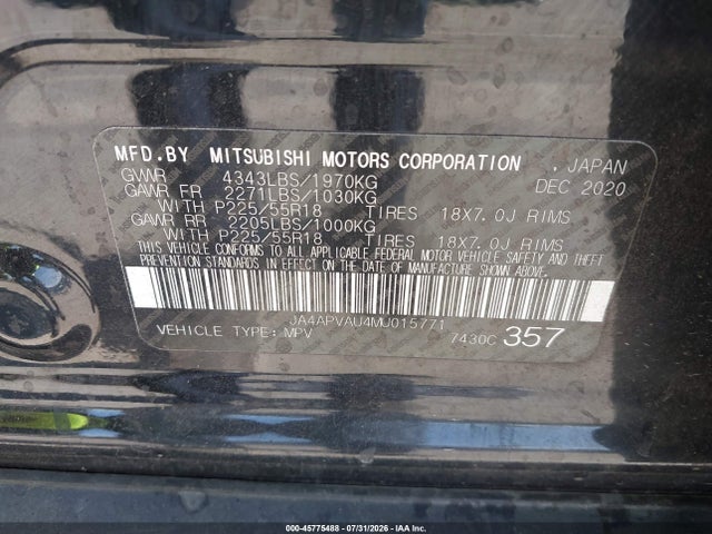 Aukcja sprzedaży 2021 Mitsubishi Outlander Sport 2.0 Se 2wd, vin: JA4APVAU4MU015771, numer aukcji: 45775488