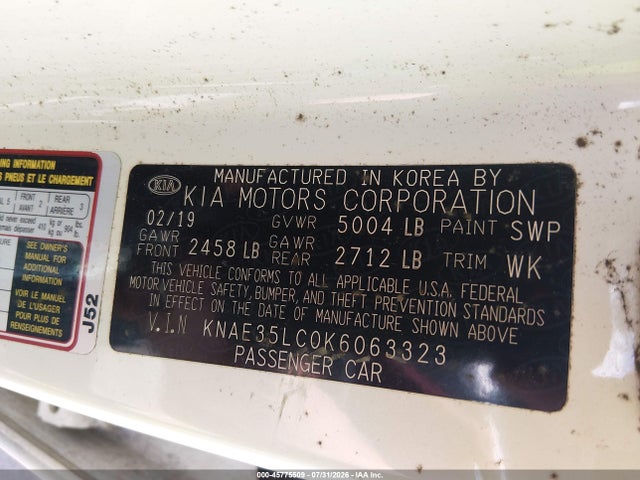45775509 :رقم المزاد ، KNAE35LC0K6063323 vin ، 2019 Kia Stinger Gt مزاد بيع