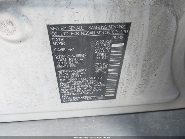 Aukcja sprzedaży 2016 Nissan Rogue S, vin: KNMAT2MV9GP654428, numer aukcji: 45775515