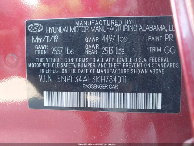 Hyundai SONATA SEL 2019 5NPE34AF3KH784011 Image 9