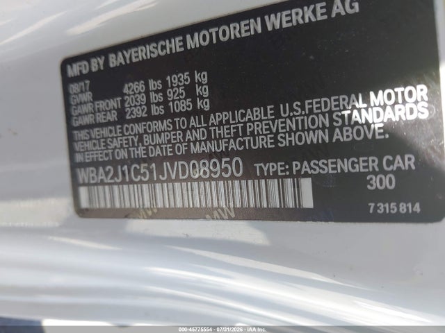 Продажа на аукционе авто 2018 Bmw 230i, vin: WBA2J1C51JVD08950, номер лота: 45775554