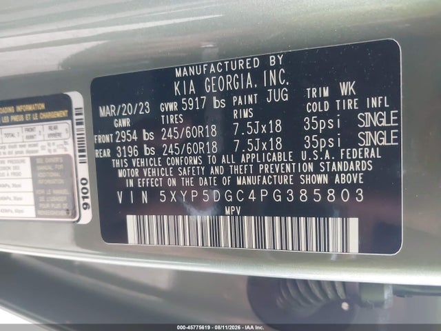 Продаж на аукціоні авто 2023 Kia Telluride Sx Prestige X-pro, vin: 5XYP5DGC4PG385803, номер лоту: 45775619