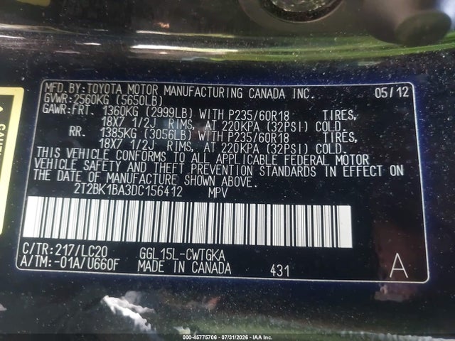 Продажа на аукционе авто 2013 Lexus Rx 350, vin: 2T2BK1BA3DC156412, номер лота: 45775706