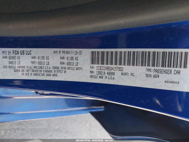 Aukcja sprzedaży 2016 Chrysler 200 Limited, vin: 1C3CCCAB5GN157952, numer aukcji: 45775740