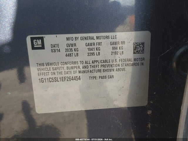 Chevrolet MALIBU 1LT 2014 1G11C5SL1EF264454 Image 9