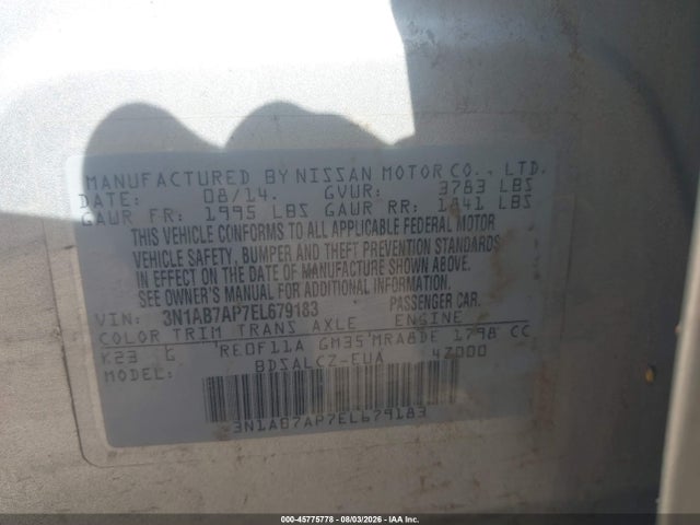 Nissan SENTRA S 2014 3N1AB7AP7EL679183 Image 9