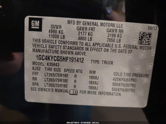 1GC4KYCG5HF191412 Chevrolet Silverado 3500hd Work Truck