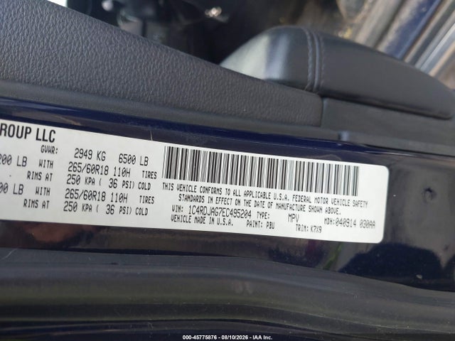 Продаж на аукціоні авто 2014 Dodge Durango Sxt, vin: 1C4RDJAG7EC495204, номер лоту: 45775876