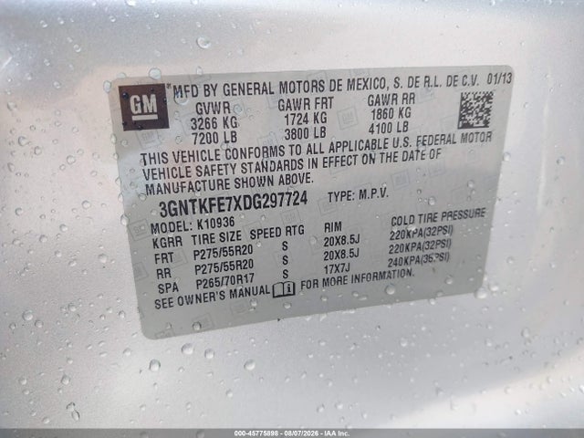 Aukcja sprzedaży 2013 Chevrolet Avalanche Lt, vin: 3GNTKFE7XDG297724, numer aukcji: 45775898