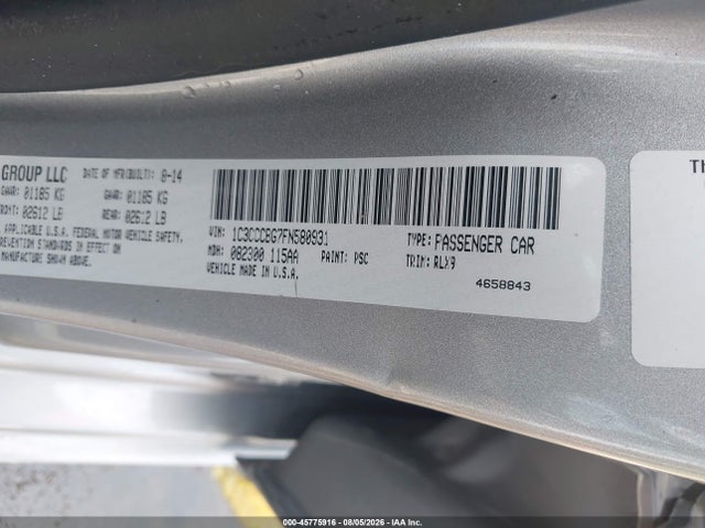 Aukcja sprzedaży 2015 Chrysler 200 S, vin: 1C3CCCBG7FN580931, numer aukcji: 45775916