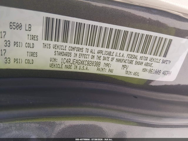 1C4RJEAGXKC820388 Jeep Grand Cherokee Laredo E 4x2