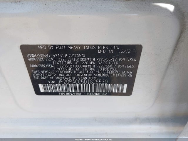 Aukcja sprzedaży 2013 Subaru Xv Crosstrek 2.0i Premium, vin: JF2GPACC5D1826530, numer aukcji: 45775950