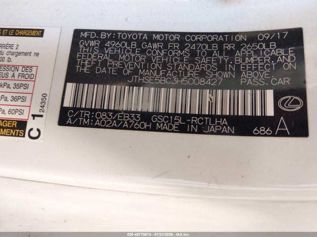 JTHSE5BC3H5008427 Lexus RC 350