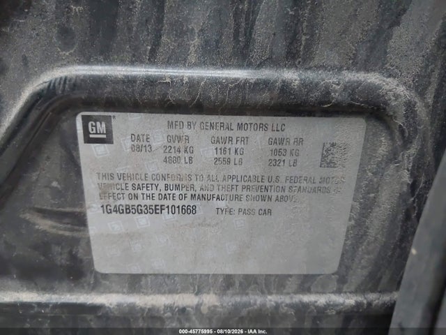 45775995 :رقم المزاد ، 1G4GB5G35EF101668 vin ، 2014 Buick Lacrosse Leather Group مزاد بيع