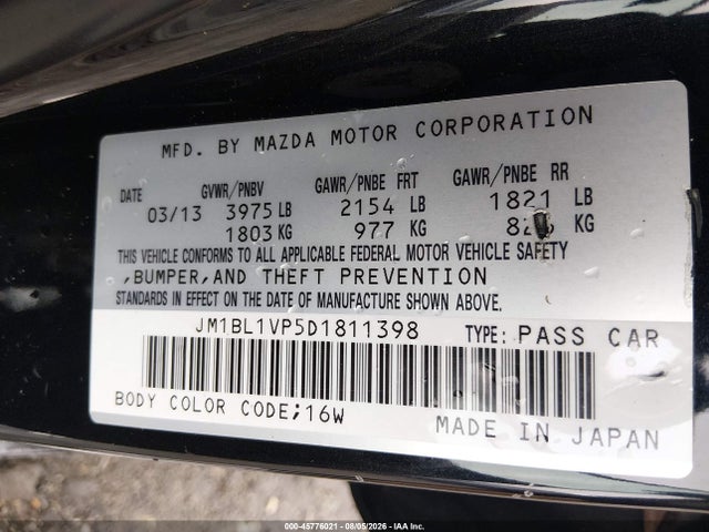 Продажа на аукционе авто 2013 Mazda Mazda3 I Touring, vin: JM1BL1VP5D1811398, номер лота: 45776021