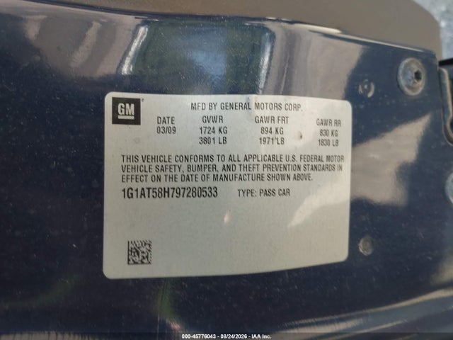 Aukcja sprzedaży 2009 Chevrolet Cobalt Lt, vin: 1G1AT58H797280533, numer aukcji: 45776043