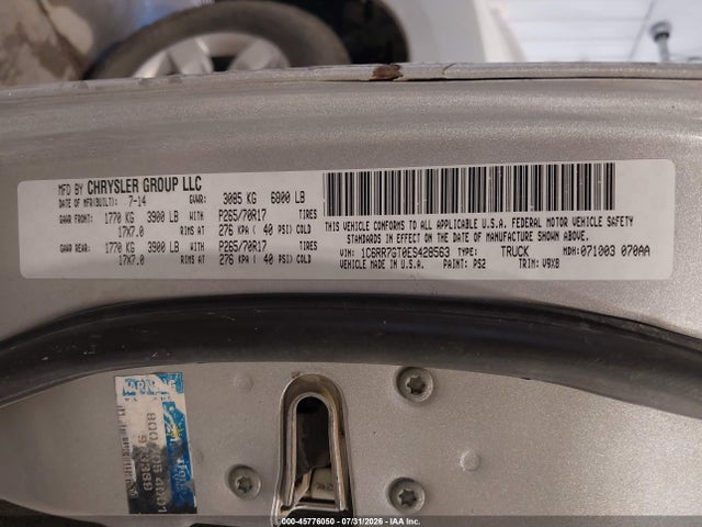 Продаж на аукціоні авто 2014 Ram 1500 Slt, vin: 1C6RR7GT0ES428563, номер лоту: 45776050