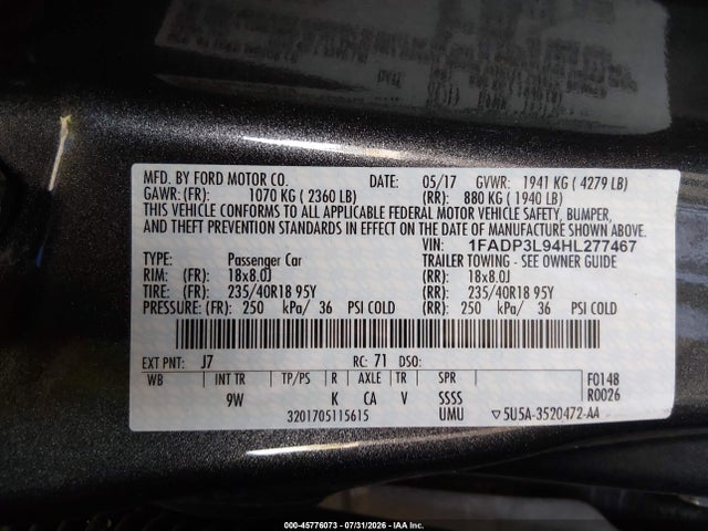 1FADP3L94HL277467 Ford FOCUS ST