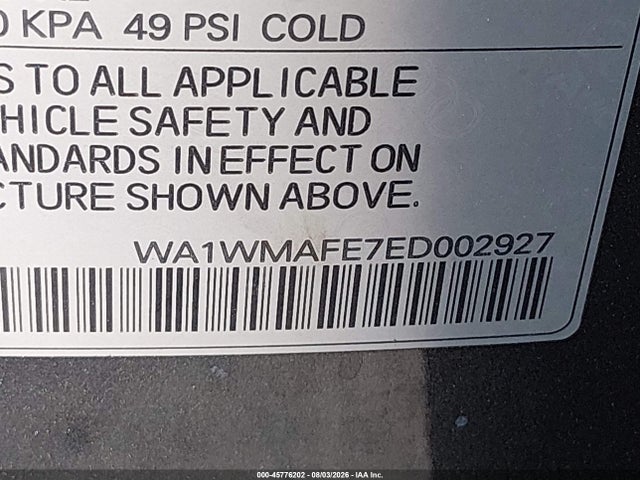 45776202 :رقم المزاد ، WA1WMAFE7ED002927 vin ، 2014 Audi Q7 3.0 Tdi Premium مزاد بيع
