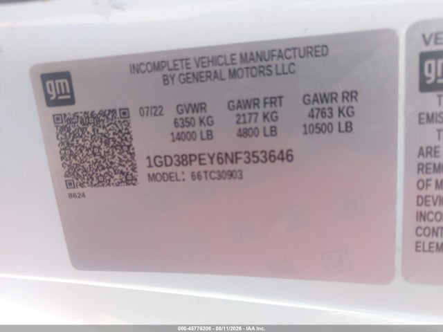 Aukcja sprzedaży 2022 Gmc Sierra 3500hd 2wd  Long Bed Pro, vin: 1GD38PEY6NF353646, numer aukcji: 45776208