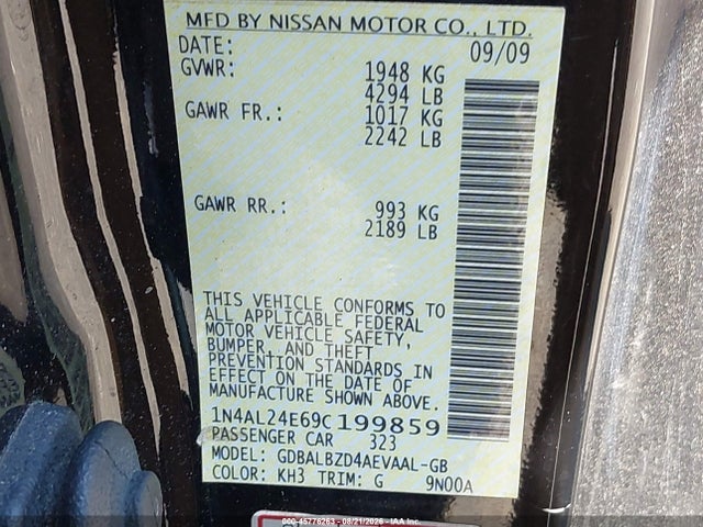 Продаж на аукціоні авто 2009 Nissan Altima 2.5 S, vin: 1N4AL24E69C199859, номер лоту: 45776263