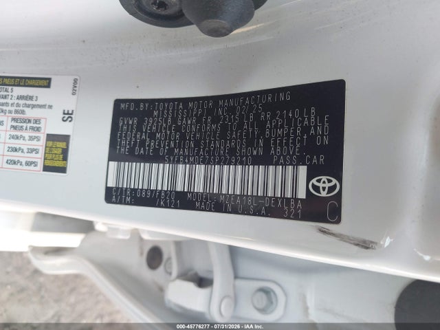 Toyota COROLLA LE 2025 5YFB4MDE7SP279210 Image 9