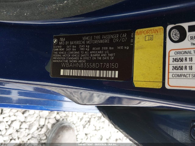 2008 Bmw 750li მანქანა იყიდება აუქციონზე, vin: WBAHN83558DT78150, აუქციონის ნომერი: 45776347