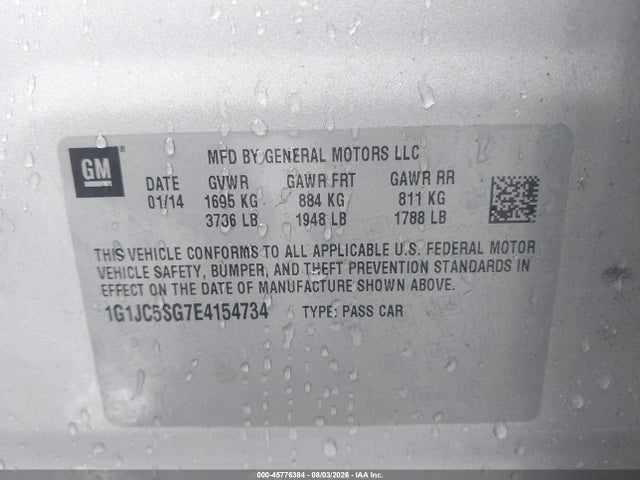 Chevrolet Sonic Lt Auto 2014 1G1JC5SG7E4154734 Image 9