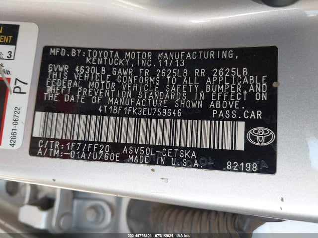 Toyota CAMRY SE 2014 4T1BF1FK3EU759646 Image 9