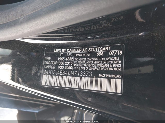 Aukcja sprzedaży 2019 Mercedes-benz Cla 250, vin: WDDSJ4EB4KN713373, numer aukcji: 45776443