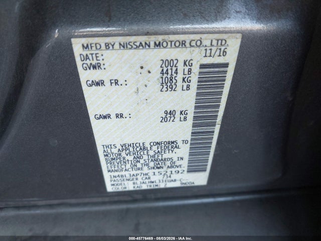 Nissan Altima 3.5 Sr 2017 1N4BL3AP7HC152192 Image 9