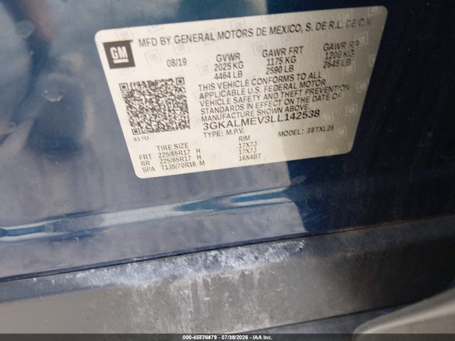 Продаж на аукціоні авто 2020 Gmc Terrain Fwd Sle, vin: 3GKALMEV3LL142538, номер лоту: 45776479