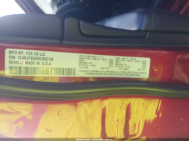 Aukcja sprzedaży 2021 Jeep Grand Cherokee Limited X 4x4, vin: 1C4RJFBG0MC652106, numer aukcji: 45776485