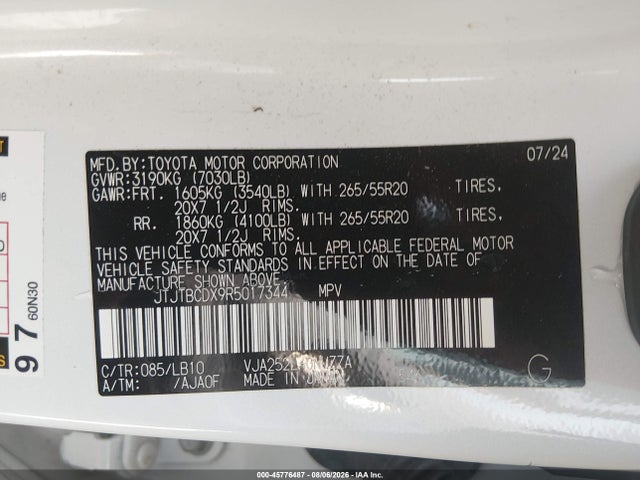 Продажа на аукционе авто 2024 Lexus Gx 550 Premium+, vin: JTJTBCDX9R5017344, номер лота: 45776487