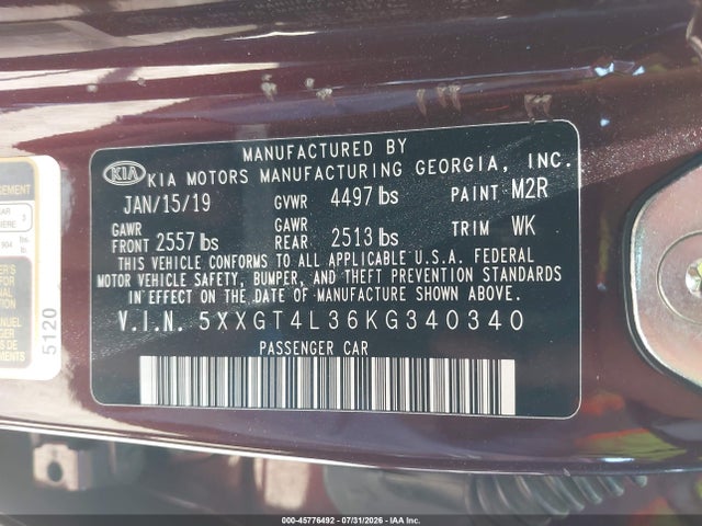 KIA Optima Lx 2019 5XXGT4L36KG340340 Image 9