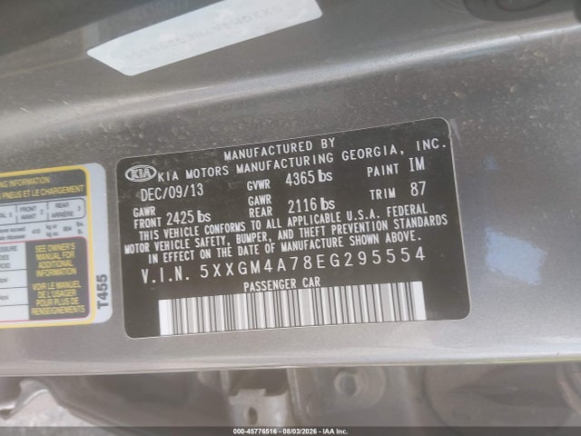 Продажа на аукционе авто 2014 Kia Optima Lx, vin: 5XXGM4A78EG295554, номер лота: 45776516