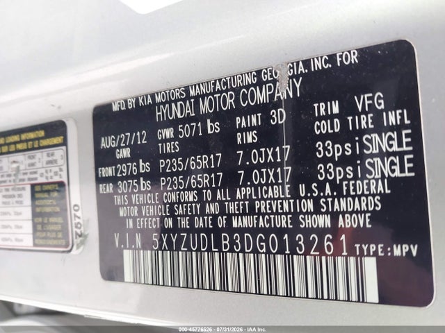 Aukcja sprzedaży 2013 Hyundai Santa Fe Sport, vin: 5XYZUDLB3DG013261, numer aukcji: 45776526