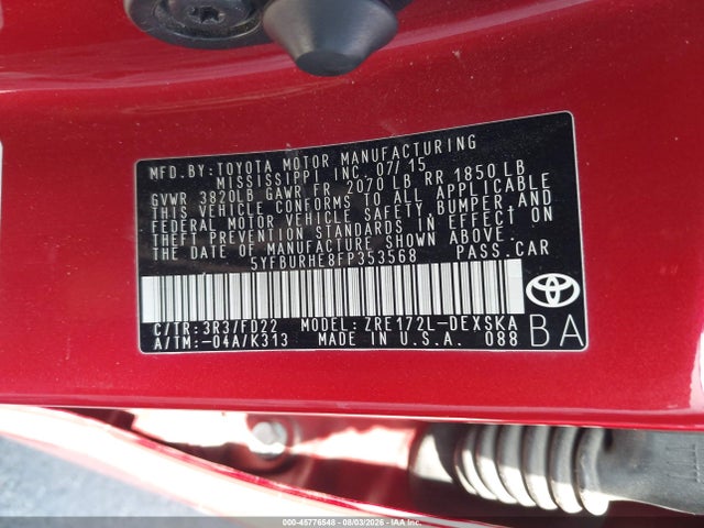 Toyota Corolla S Plus 2015 5YFBURHE8FP353568 Image 9