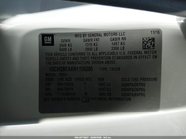 1GCHSBEAXH1156286 Chevrolet Colorado 2wd Wt