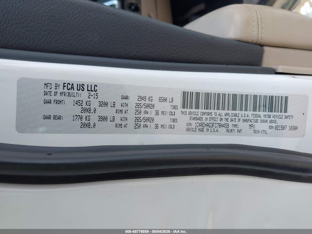 Aukcja sprzedaży 2015 Dodge Durango Sxt, vin: 1C4RDHAG3FC784459, numer aukcji: 45776559