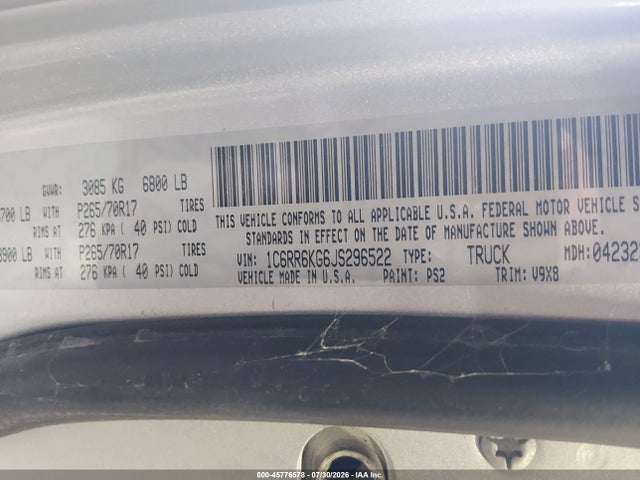 1C6RR6KG6JS296522 RAM 1500 Tradesman 4x2 5&#039;7 Box