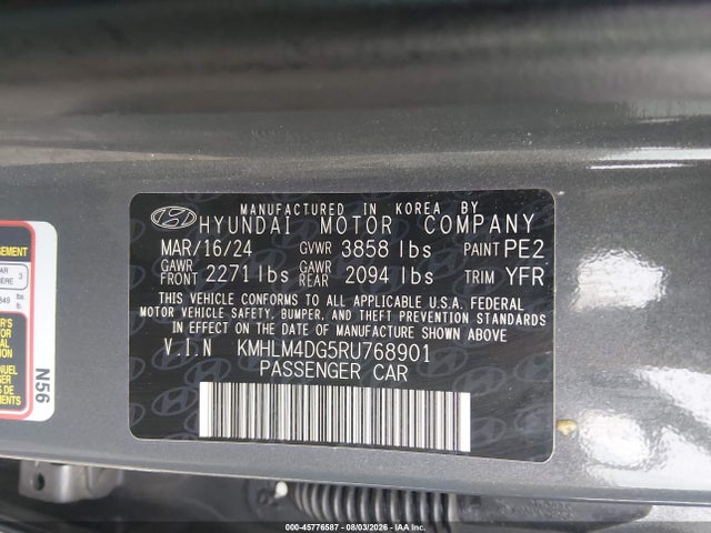 2024 Hyundai Elantra Sel მანქანა იყიდება აუქციონზე, vin: KMHLM4DG5RU768901, აუქციონის ნომერი: 45776587