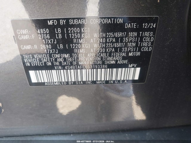 Subaru Outback Premium 2025 4S4BTAFC6S3193386 Image 9