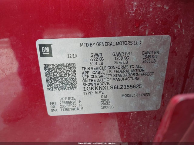 Продаж на аукціоні авто 2020 Gmc Acadia Awd Denali, vin: 1GKKNXLS6LZ155625, номер лоту: 45776613