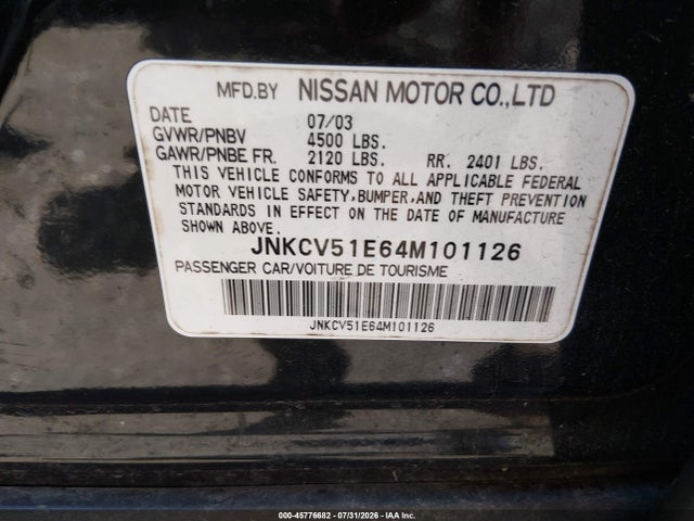 45776682 :رقم المزاد ، JNKCV51E64M101126 vin ، 2004 Infiniti G35 مزاد بيع