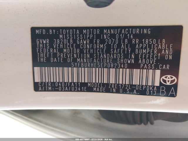 Toyota COROLLA L 2014 5YFBURHE5EP082340 Image 9