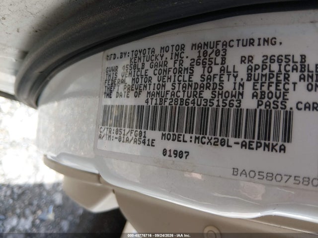 45776716 :رقم المزاد ، 4T1BF28B64U351563 vin ، 2004 Toyota Avalon Xl مزاد بيع