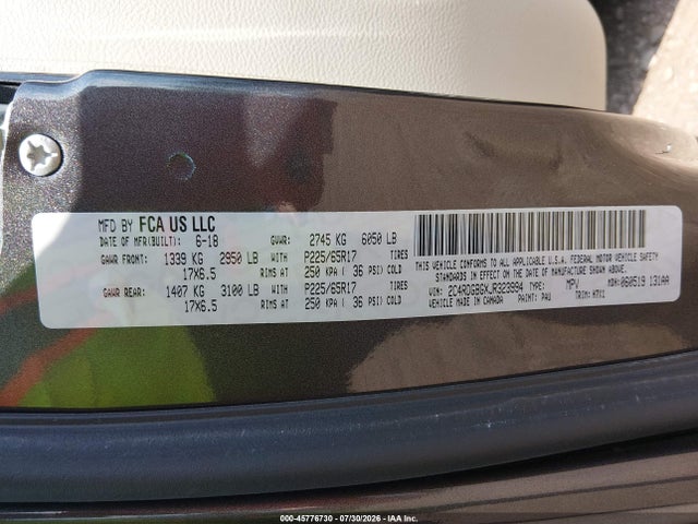 2018 Dodge Grand Caravan Se მანქანა იყიდება აუქციონზე, vin: 2C4RDGBGXJR323994, აუქციონის ნომერი: 45776730