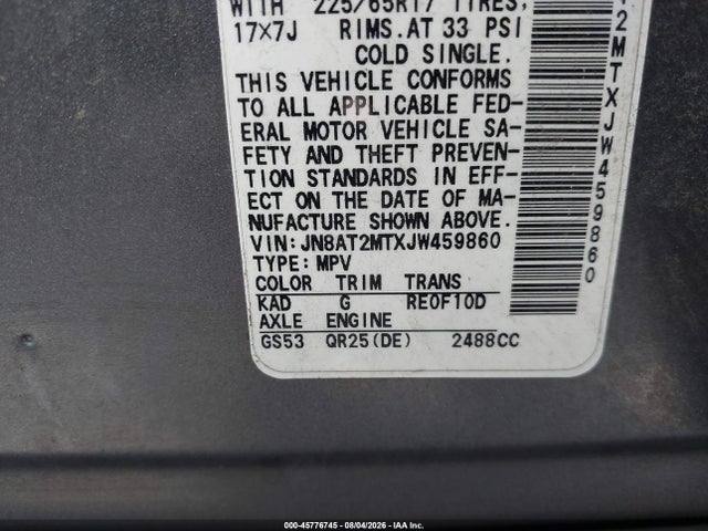 Nissan ROGUE SV 2018 JN8AT2MTXJW459860 Image 9