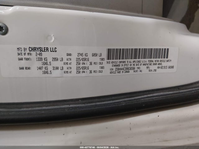 2009 Dodge Grand Caravan Se მანქანა იყიდება აუქციონზე, vin: 2D8HN44E39R636580, აუქციონის ნომერი: 45776746